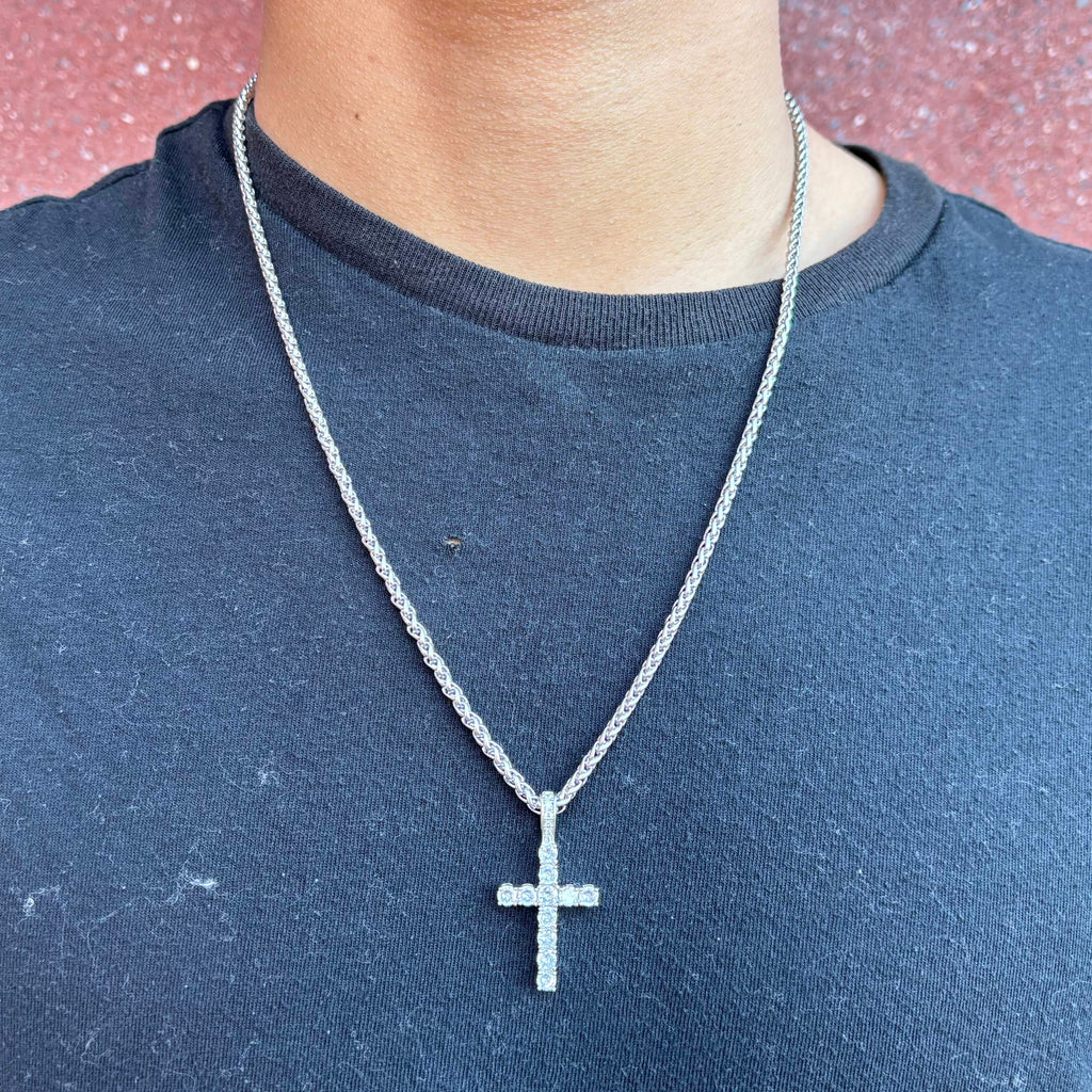 Iced Cross (Silver) 3mm Wheat