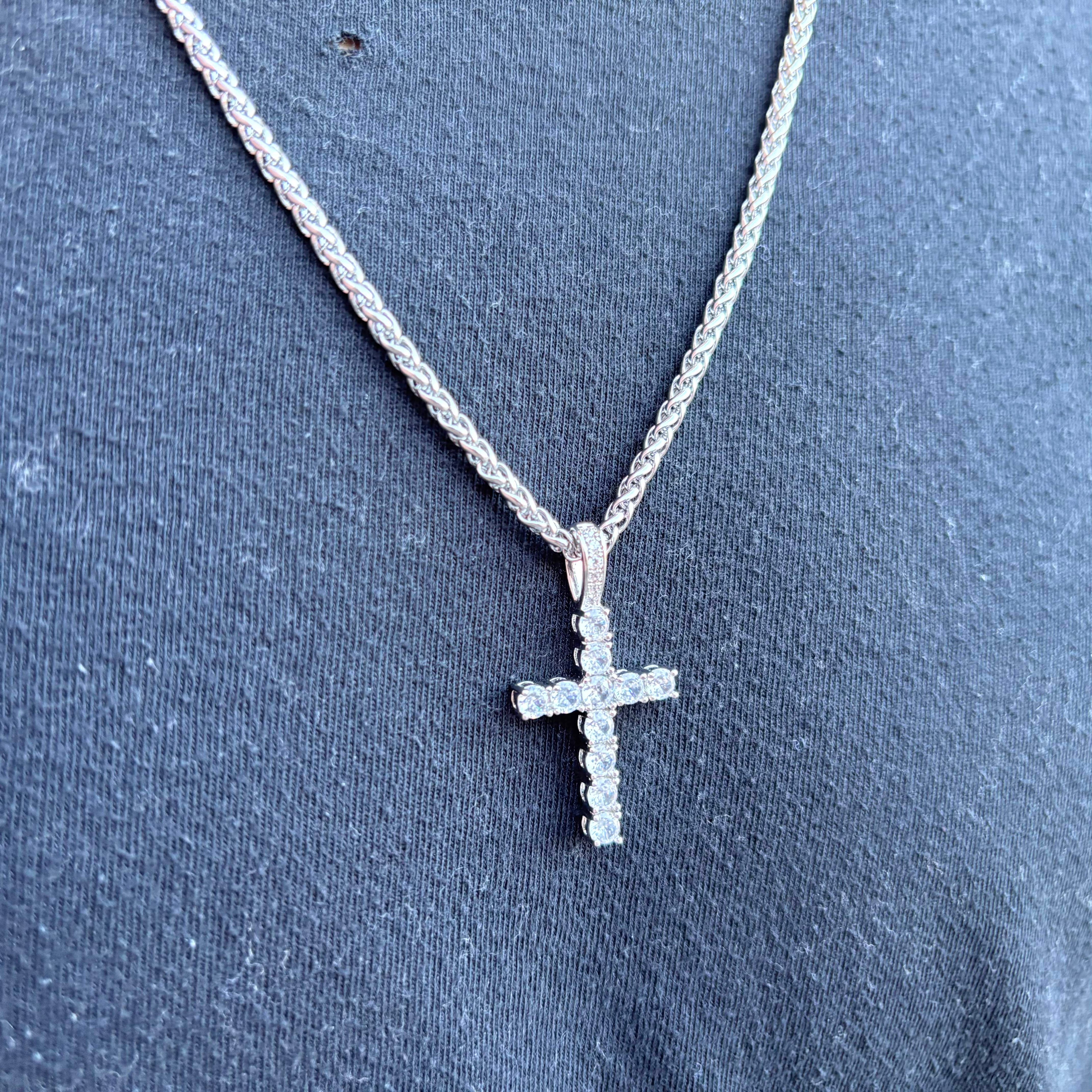 Iced Cross (Silver) 3mm Wheat