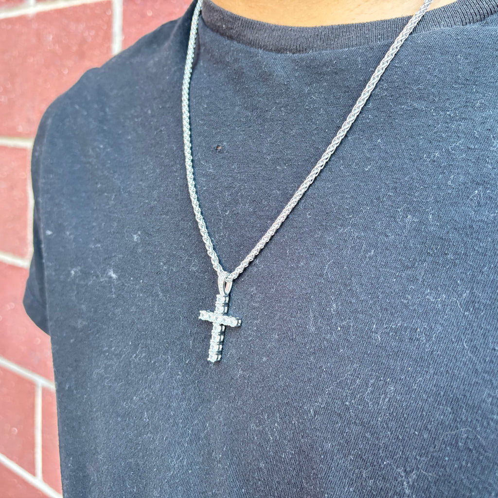 Iced Cross (Silver) 3mm Wheat