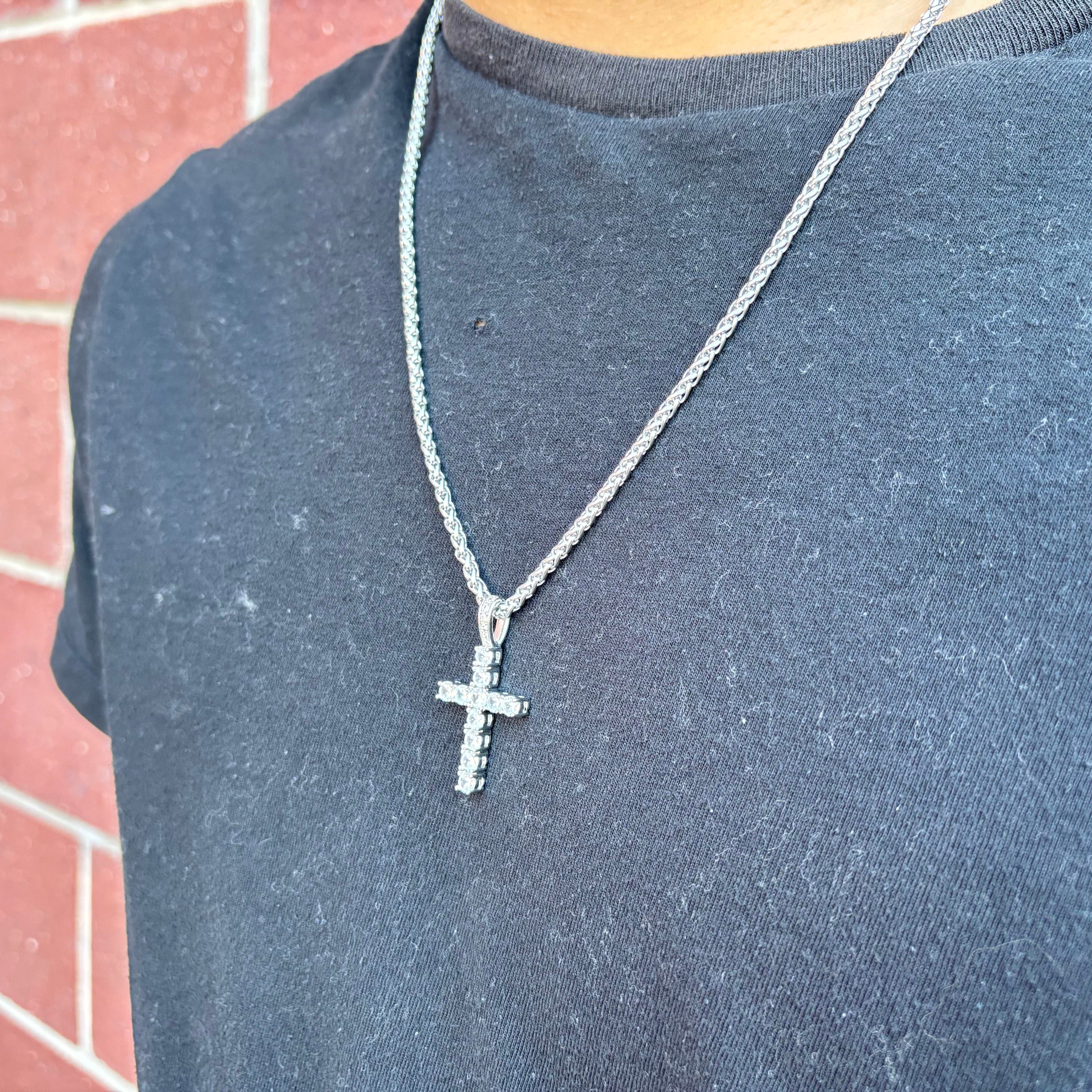 Iced Cross (Silver) 3mm Wheat