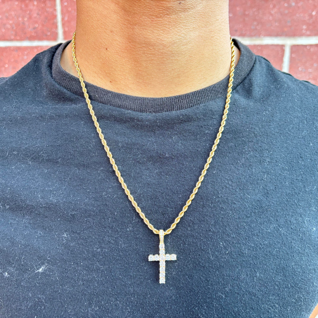 Iced Cross (Gold) 3mm Rope